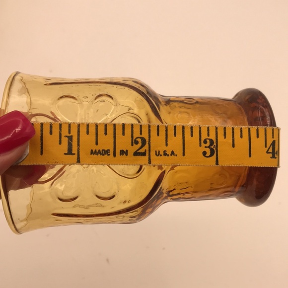 VTG Libbey Amber Daisy Country Garden 4" Juice Glasses Set of 6 - Picture 7 of 8